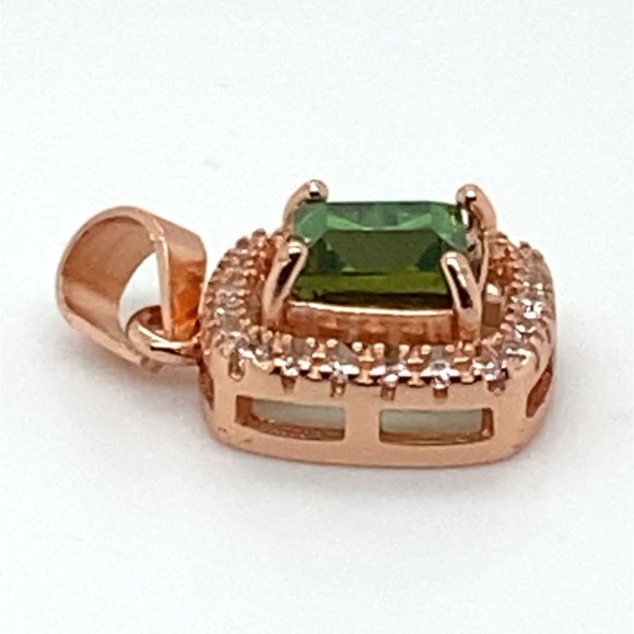 Green Tourmaline 1.04ct Rose Gold Finish Solid 925 Sterling Silver Pendant - Picture 5 of 6